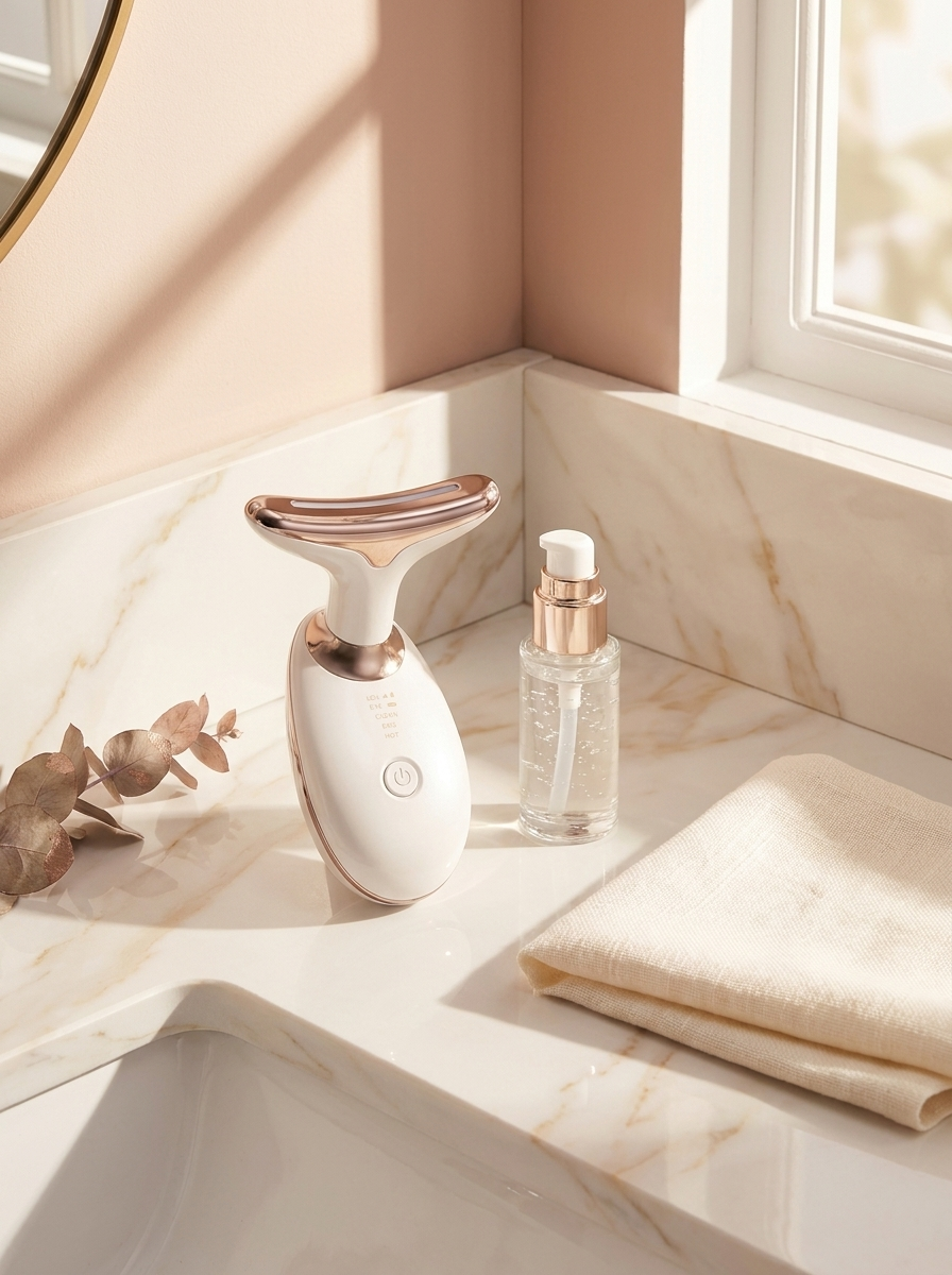 Auré sculptor and conductive gel on a marble vanity